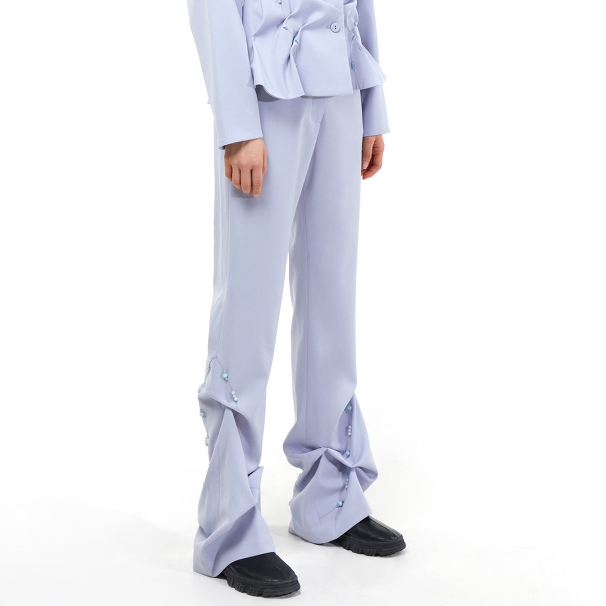 킴지수(KIMZISU) DOZI - Beaded Slim Trousers _ Sky Blue