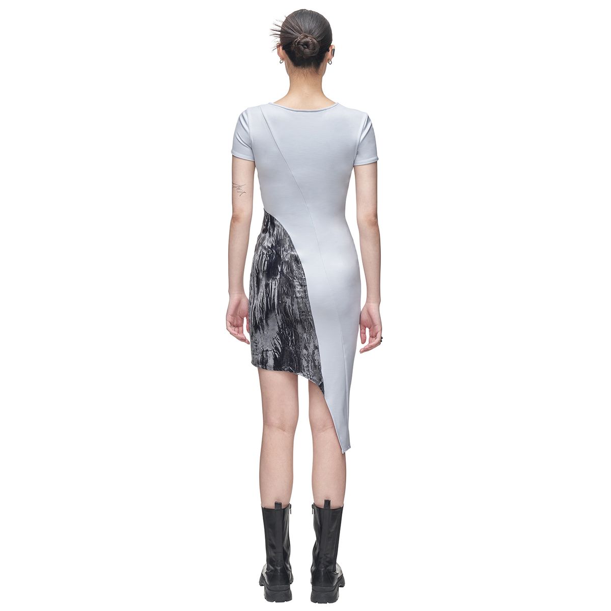 킴지수(KIMZISU) Velvet Panelled Jersey Dress _ Blue Grey