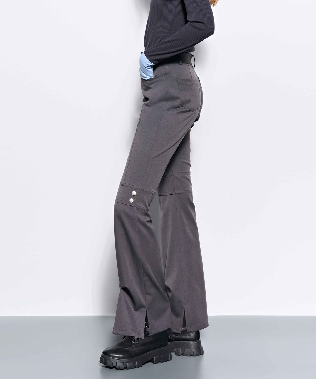 킴지수(KIMZISU) Pinched Slit Pants _ Grey