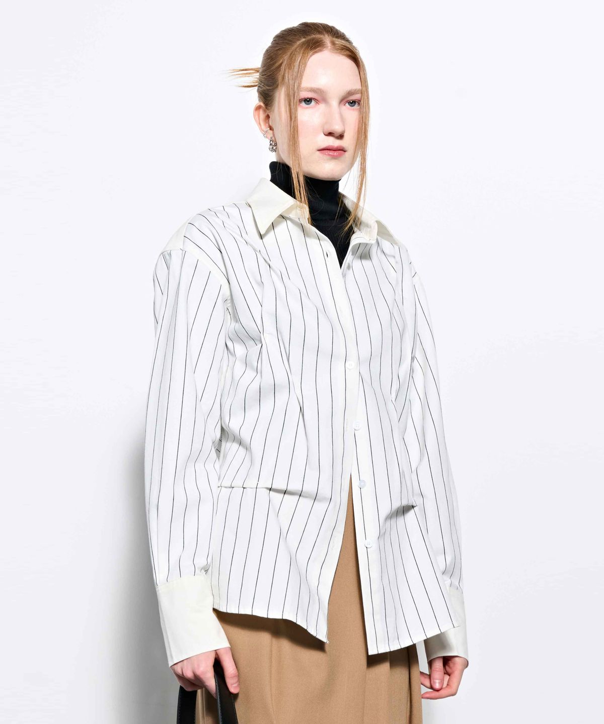 킴지수(KIMZISU) DOZI - Pinched Stripe Oversized Shirts _ Ivory