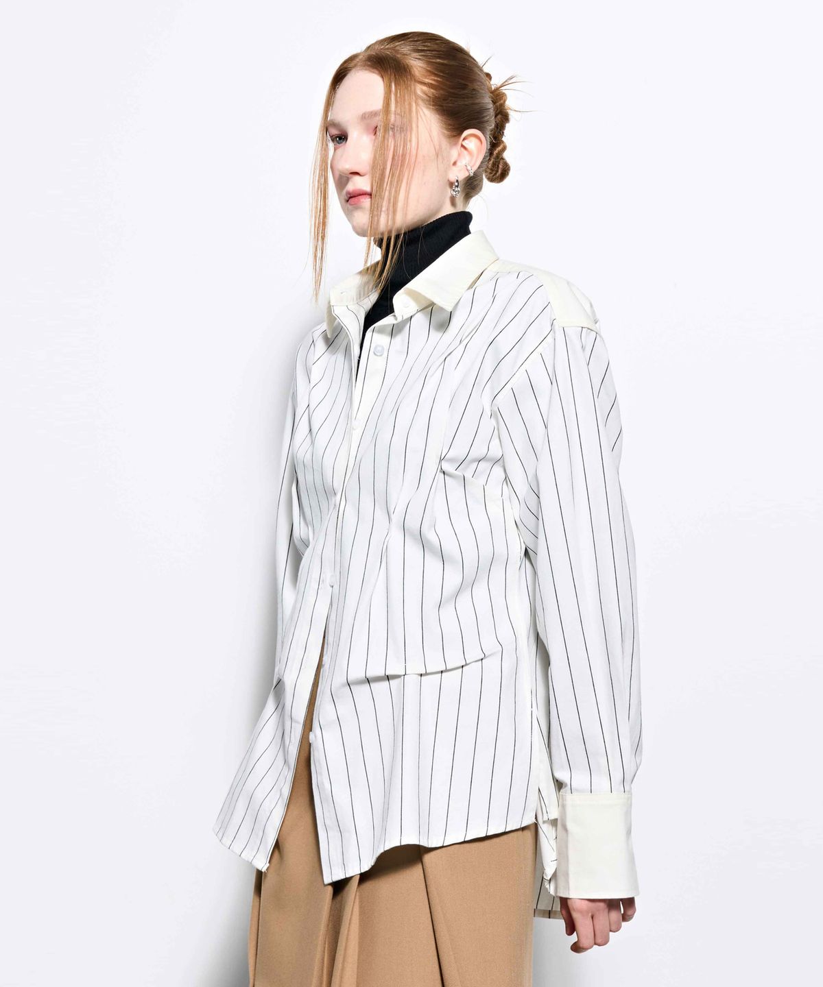 킴지수(KIMZISU) DOZI - Pinched Stripe Oversized Shirts _ Ivory
