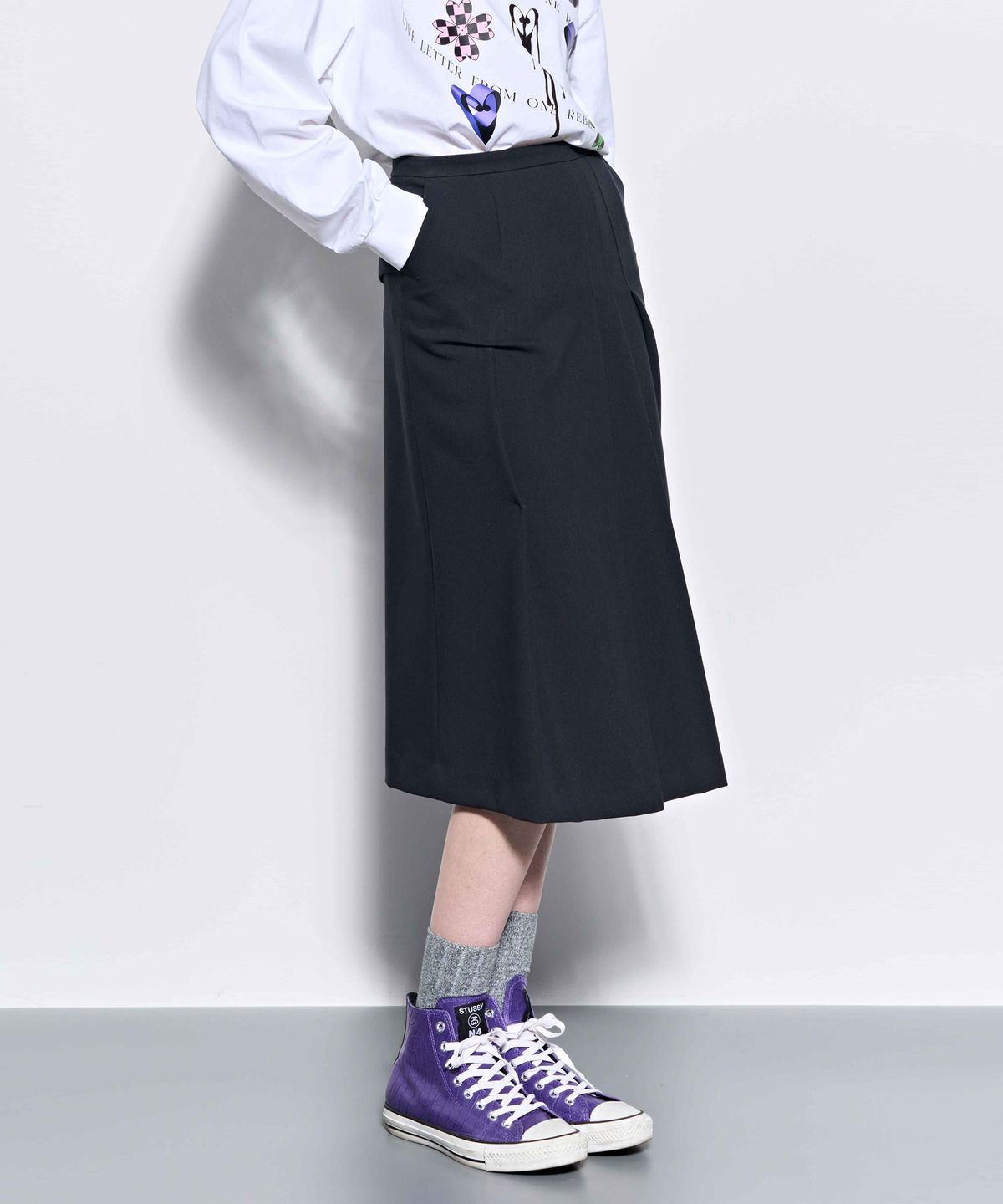 킴지수(KIMZISU) DOZI - Pinched Midi Skirt _ Charcoal