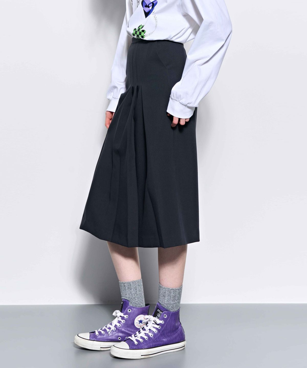 킴지수(KIMZISU) DOZI - Pinched Midi Skirt _ Charcoal