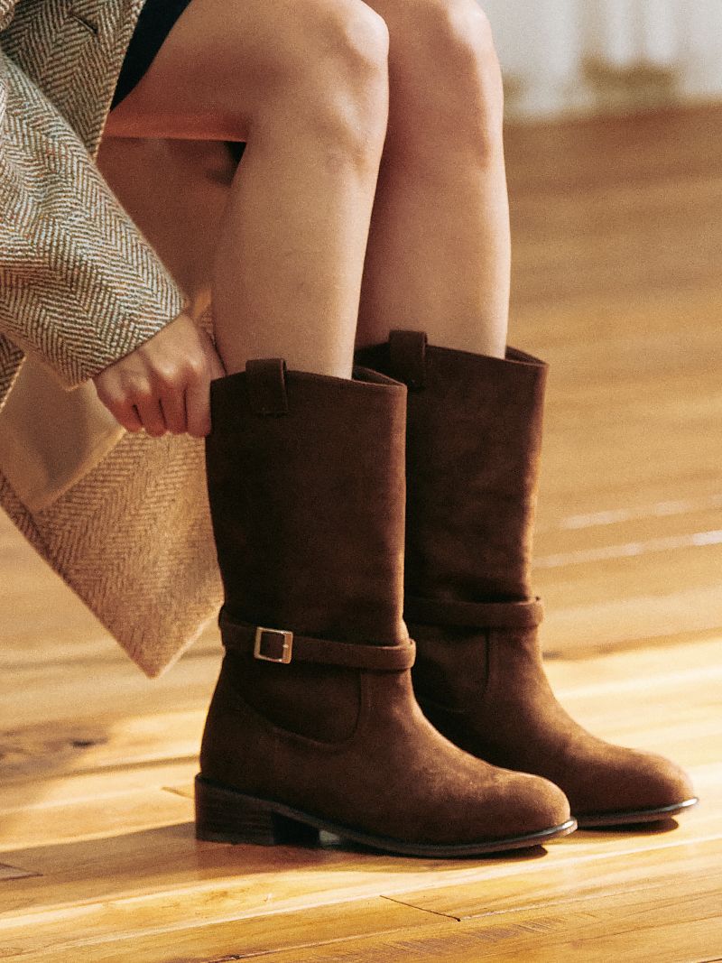 ◆KOMOREBI MUSEUM◆ Handmade rare layer middle boots KM274 MUSINSA | KOMOREBI MUSEUM 4Colors_Handmade Cow Suede Strap