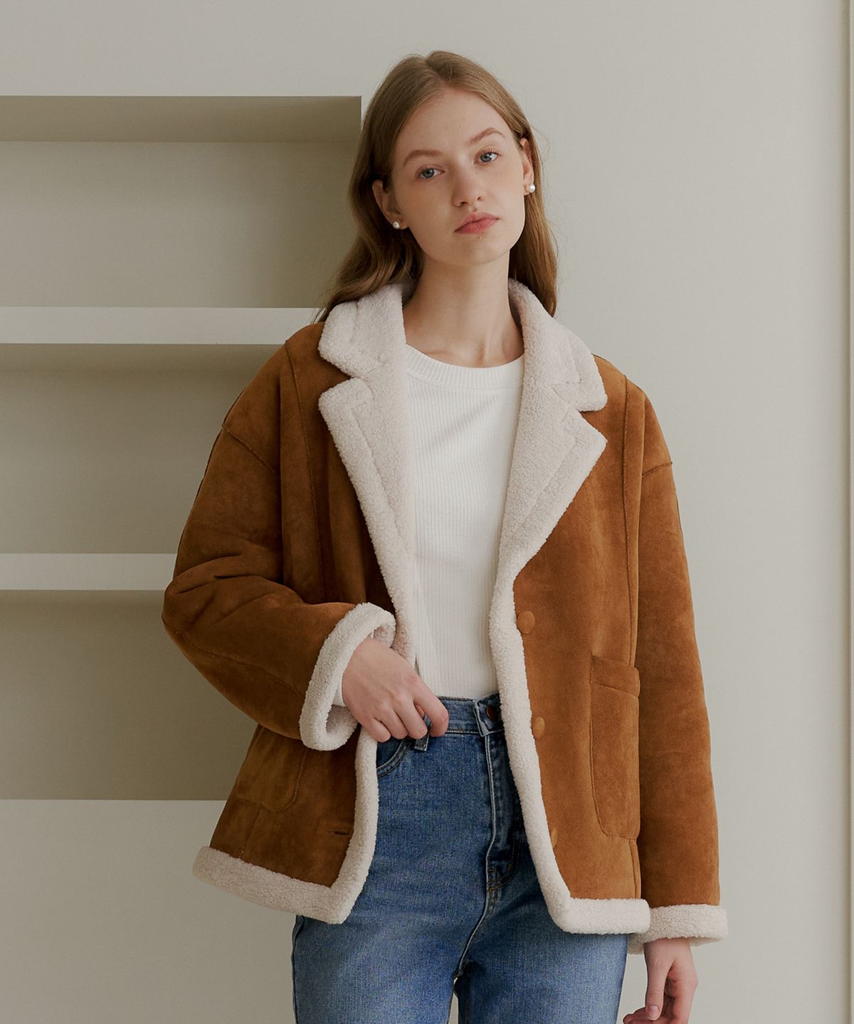 엽페(YUPPE) COLLAR LINE MUSTANG_BROWN