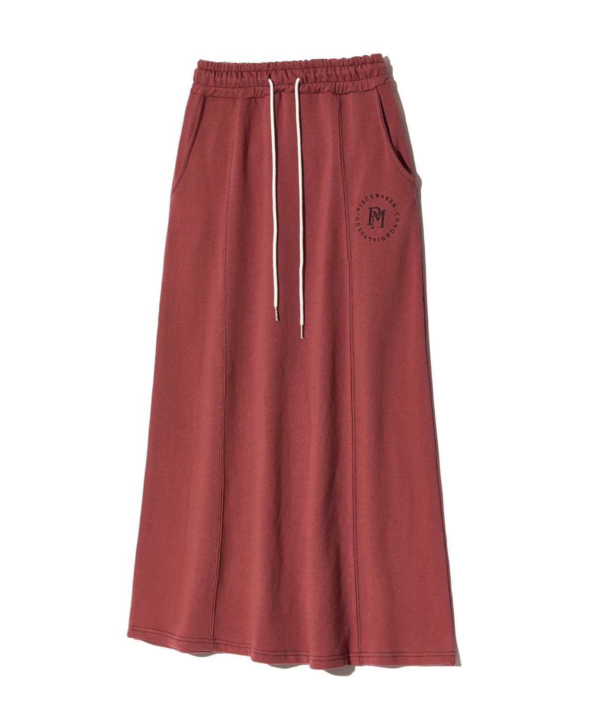 피스메이커(PIECE MAKER) STITCH SWEAT MAXI SKIRT (BURGUNDY)