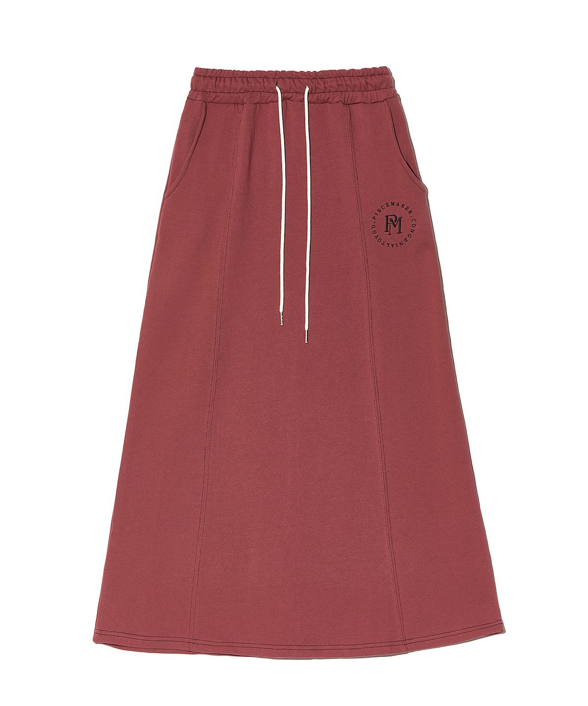피스메이커(PIECE MAKER) STITCH SWEAT MAXI SKIRT (BURGUNDY)