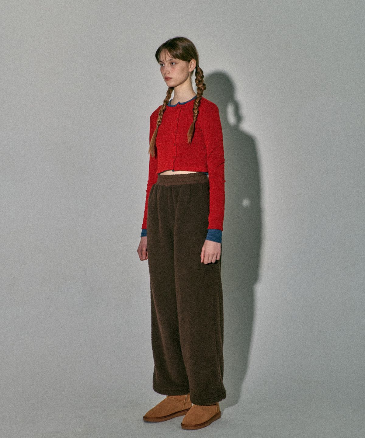 꾸아페(QUAFE) COLORING FLEECE PANTS_BROWN