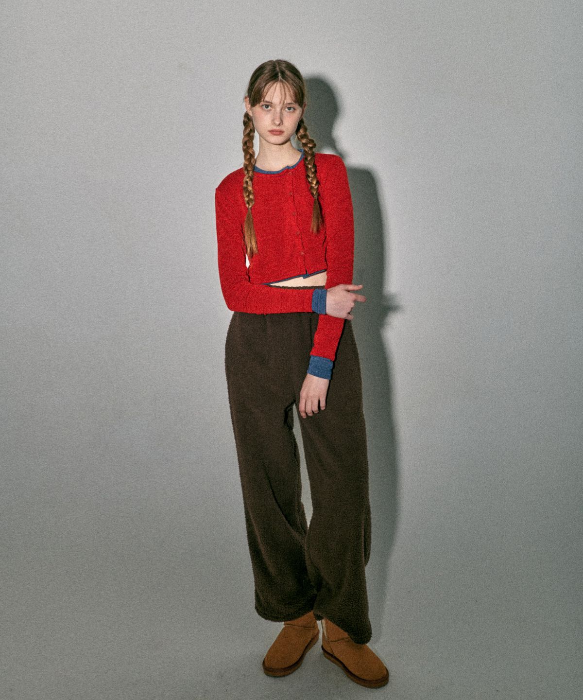 꾸아페(QUAFE) COLORING FLEECE PANTS_BROWN