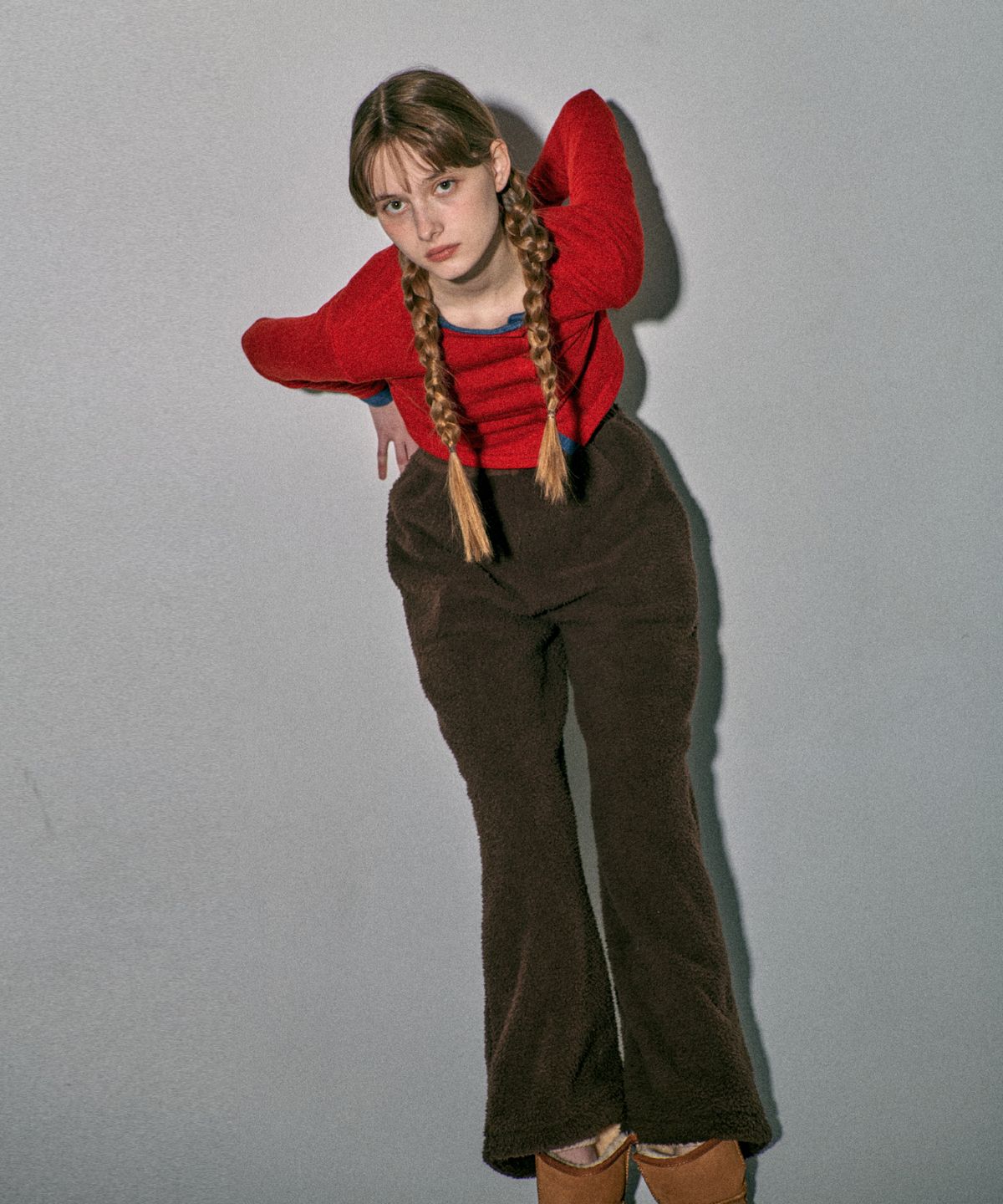 꾸아페(QUAFE) COLORING FLEECE PANTS_BROWN