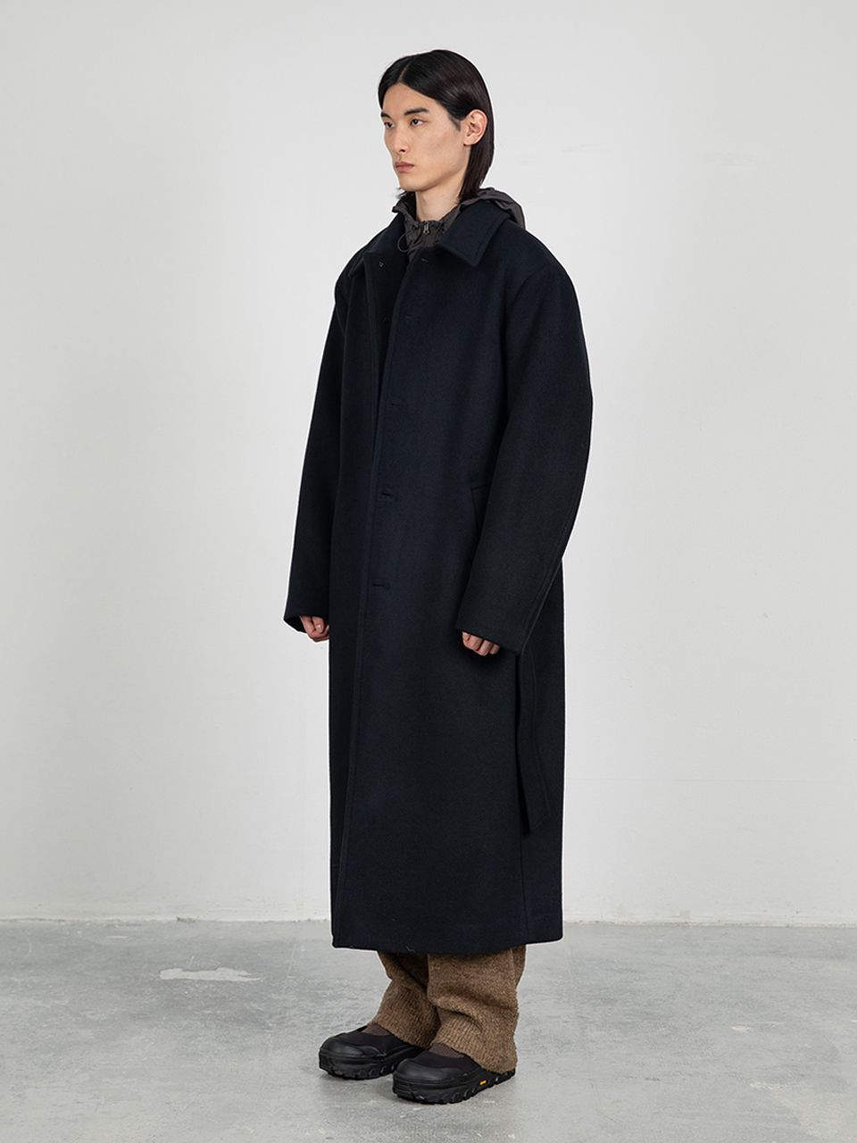 MUSINSA公式 | AMOMENTO SINGLE BREASTED LONG COAT (2COLORS)