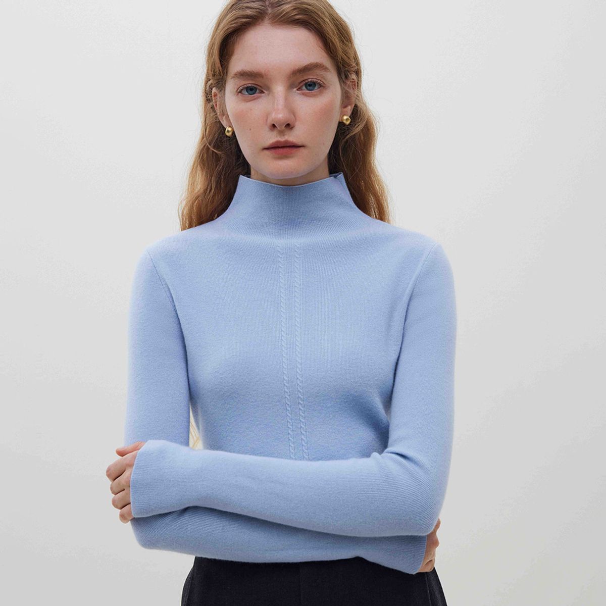 웬스데이딜라잇(WEDNESDAY DELIGHT) WD_Cable half turtleneck knit top_4color