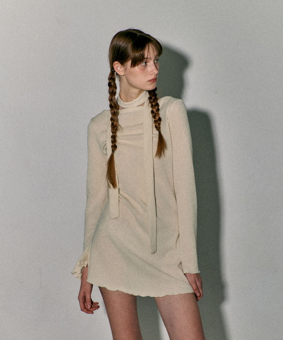 꾸아페(QUAFE) KNIT ONEPIECE & MUFFLER SET_IVORY