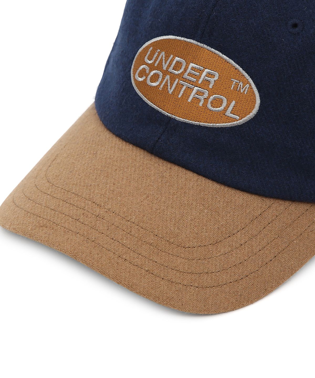 언더컨트롤(UNDERCONTROL) 가을 겨울 플란넬 배색 소프트탑 남녀공용 볼캡 야구모자 CIRCLE TM / AUTHENTIC B B / BLUE FLANNEL