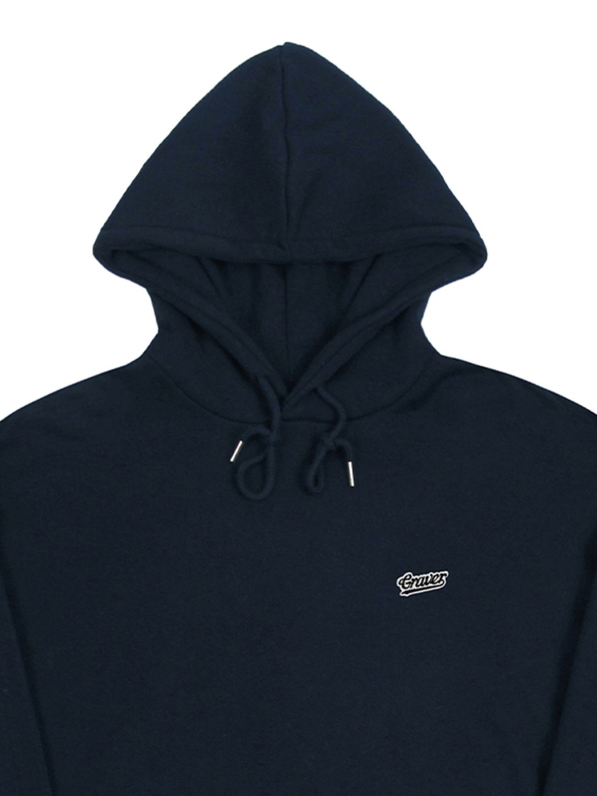 그레이버(GRAVER) [UNISEX]베이스볼 블랙 로고 자수 후드티_네이비