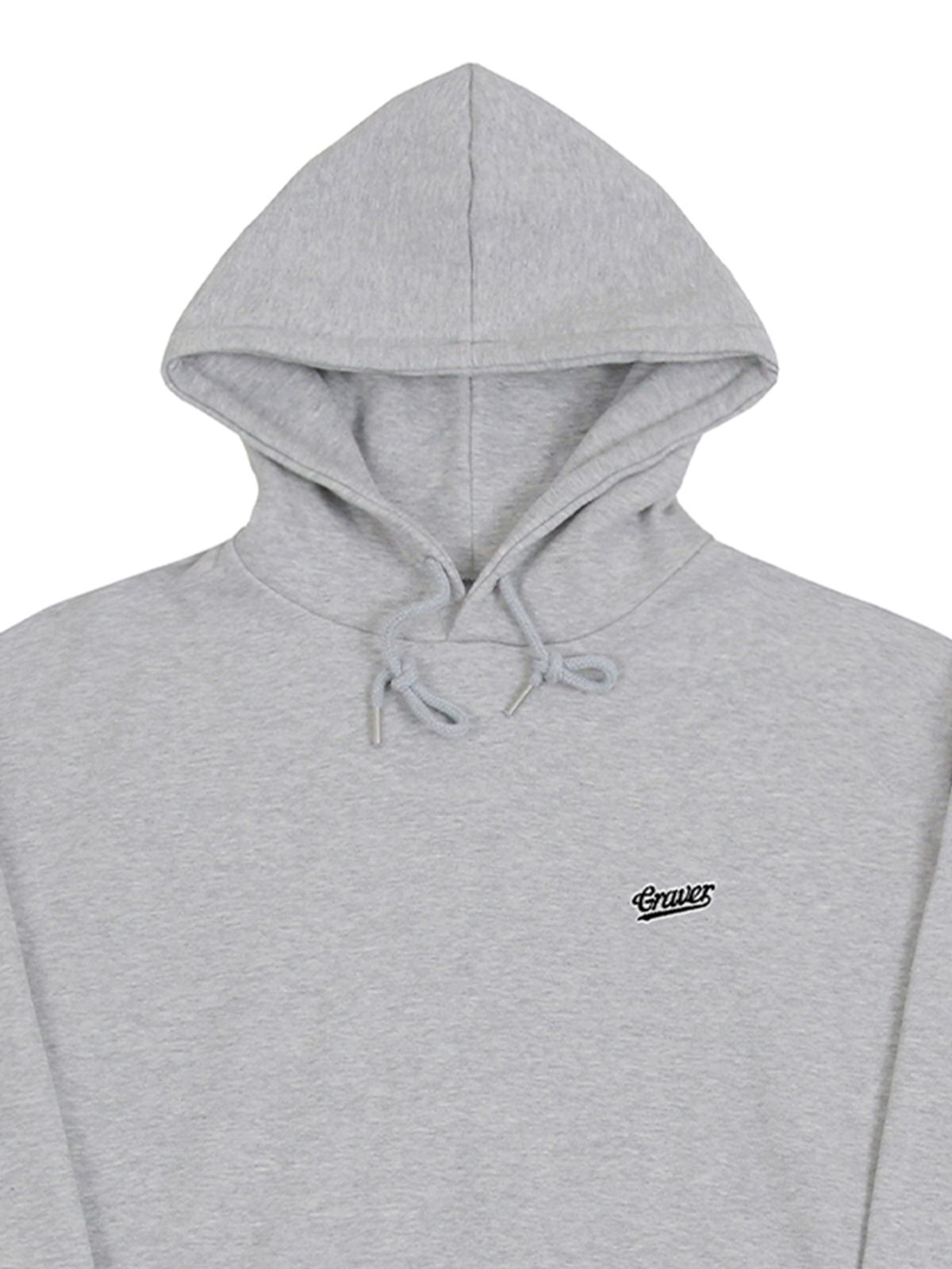 그레이버(GRAVER) [UNISEX]베이스볼 블랙 로고 자수 후드티_그레이