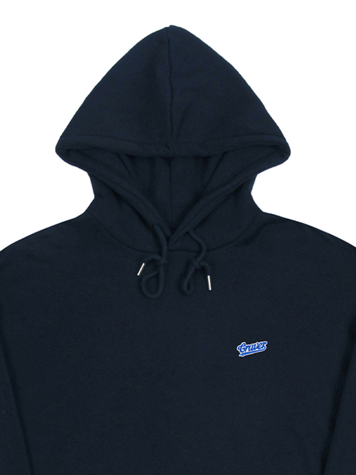 그레이버(GRAVER) [UNISEX]베이스볼 블루 로고 자수 후드티_네이비