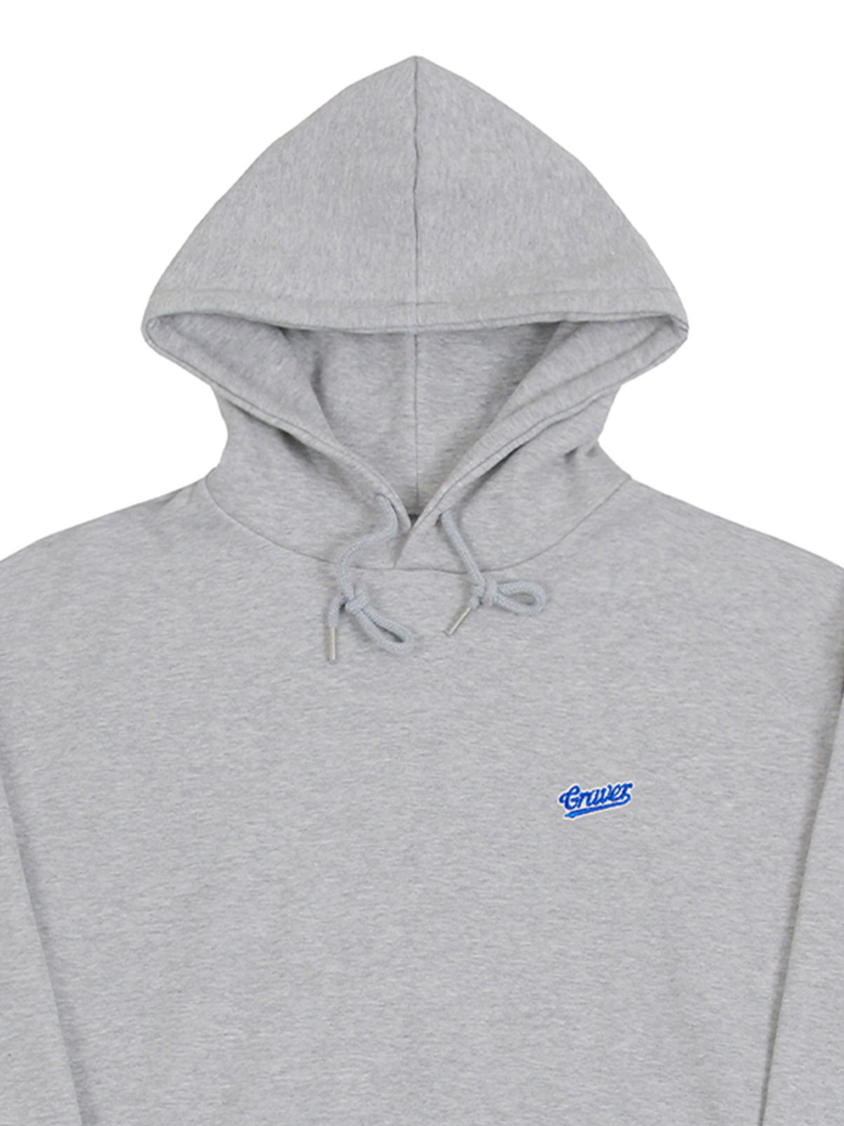 그레이버(GRAVER) [UNISEX]베이스볼 블루 로고 자수 후드티_그레이