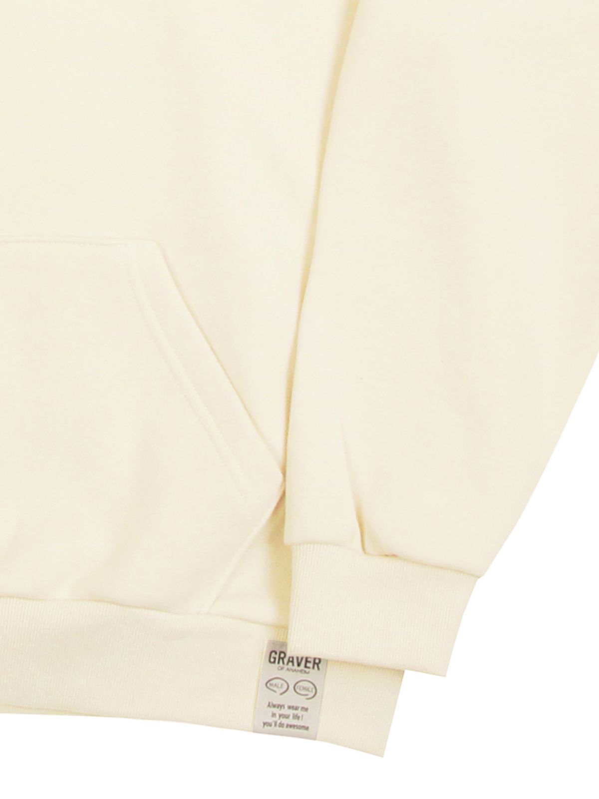 그레이버(GRAVER) [UNISEX]베이스볼 블루 로고 자수 후드티_크림