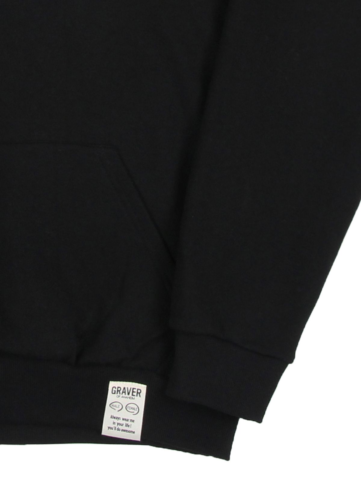 그레이버(GRAVER) [UNISEX]베이스볼 블루 로고 자수 후드티_블랙