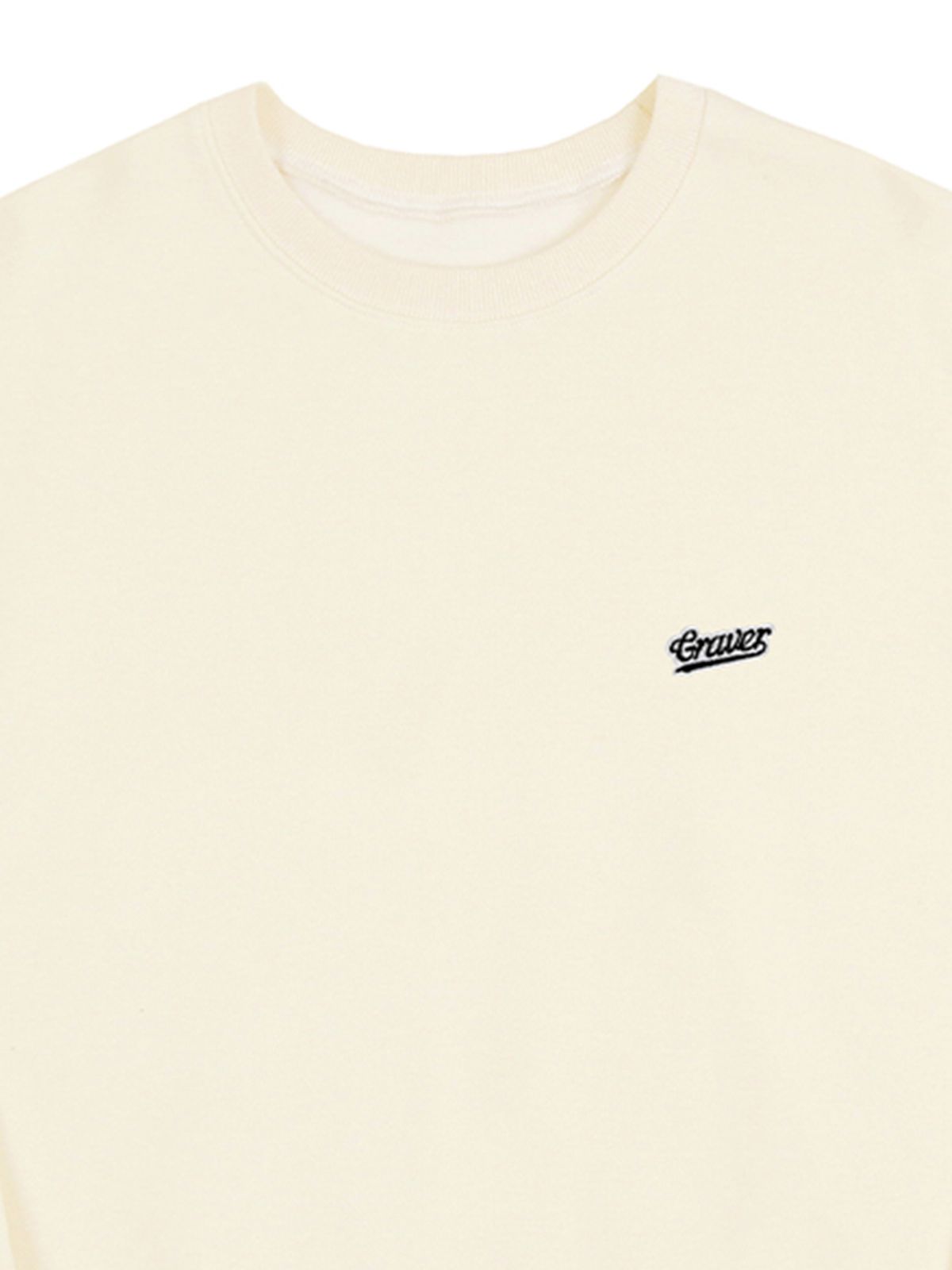 그레이버(GRAVER) [UNISEX]베이스볼 블랙 로고 자수 맨투맨_크림