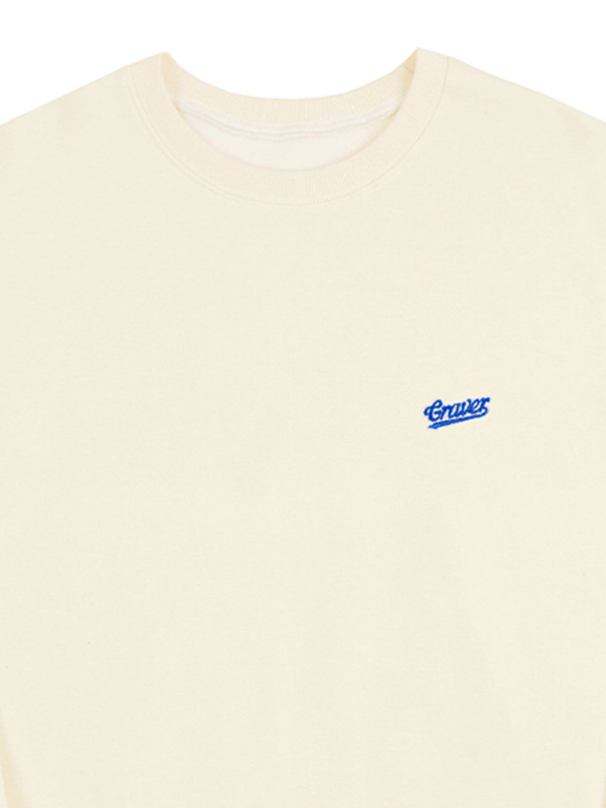 그레이버(GRAVER) [UNISEX]베이스볼 블루 로고 자수 맨투맨_크림