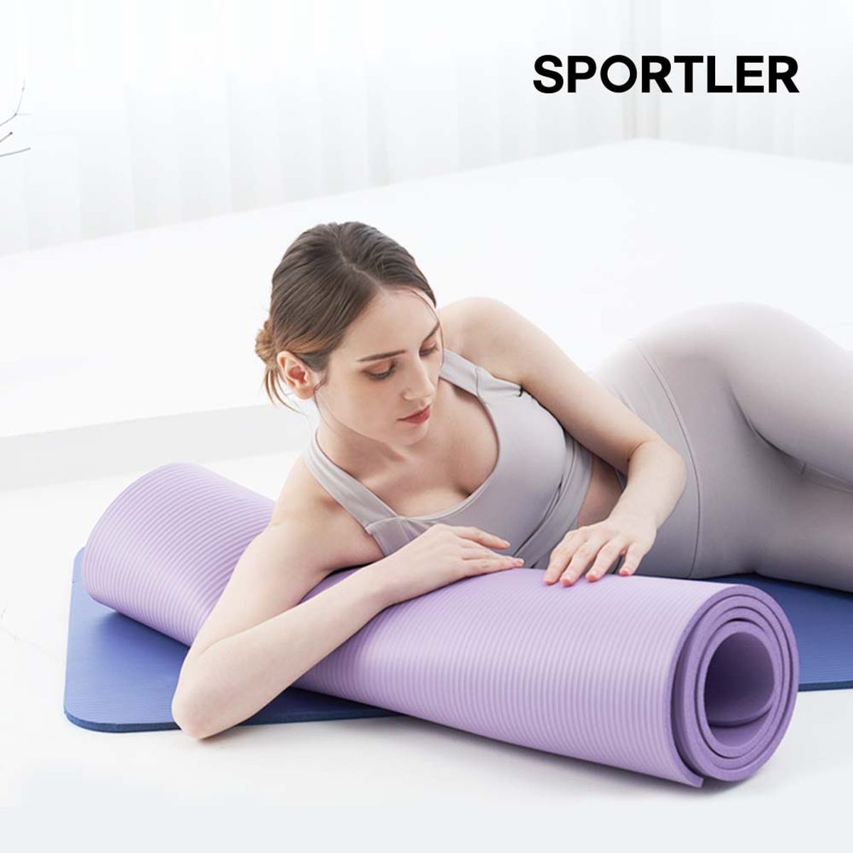 스포틀러(SPORTLER) NBR 요가매트 스탠다드 10mm + EVA 폼롤러 33cm 세트