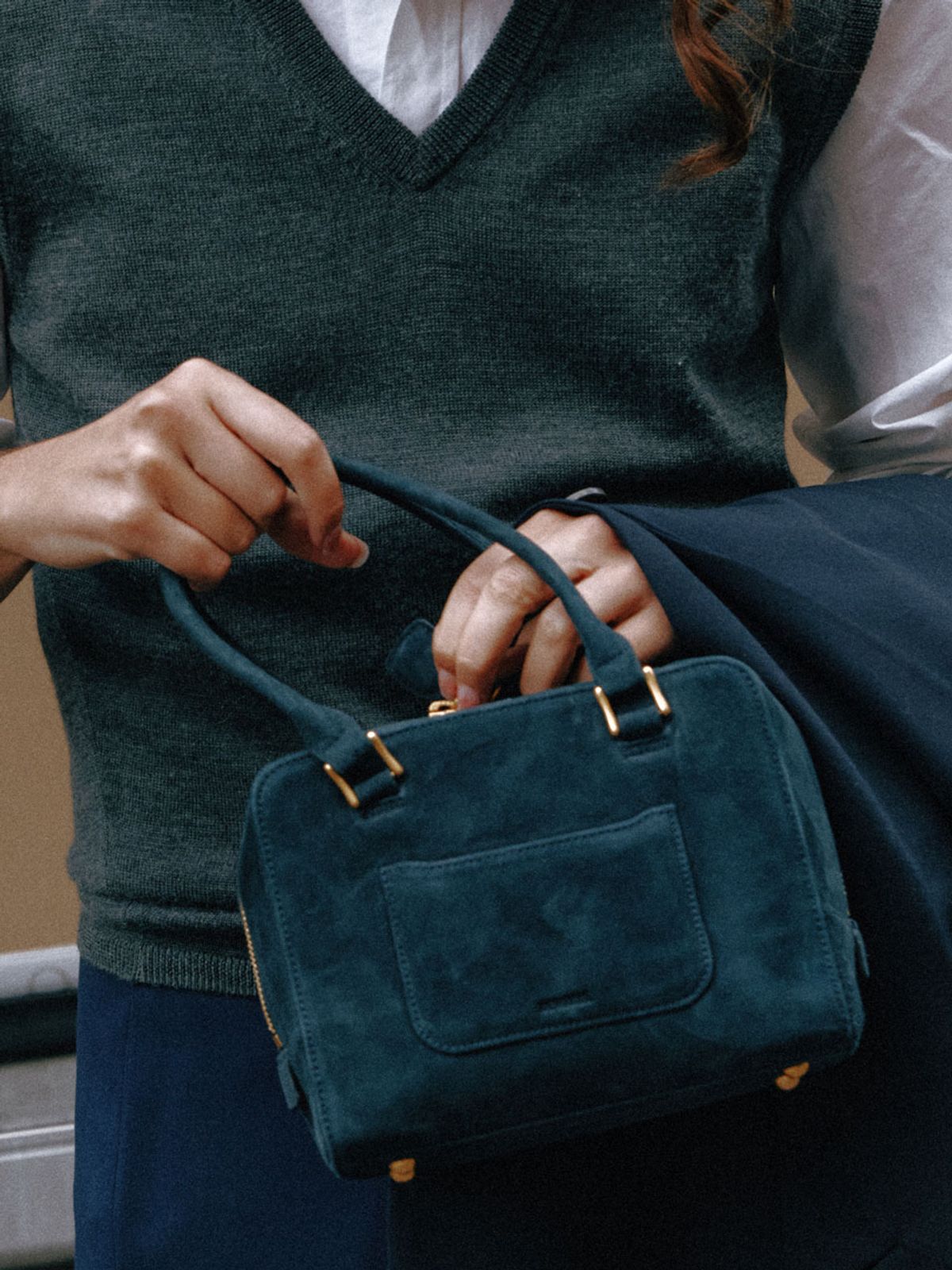 드메리엘(DEMERIEL) Cayley Boston Bag Small Navy