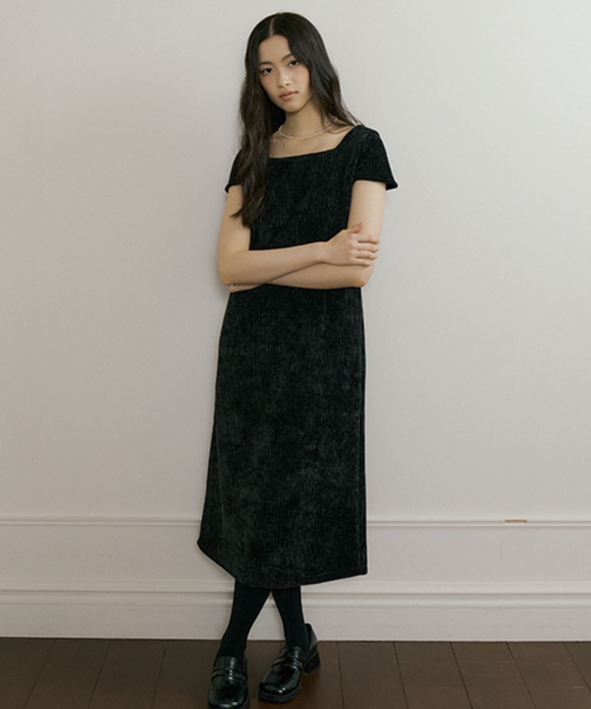 링서울(LINGSEOUL) [기장선택] corduroy dress-black (long)