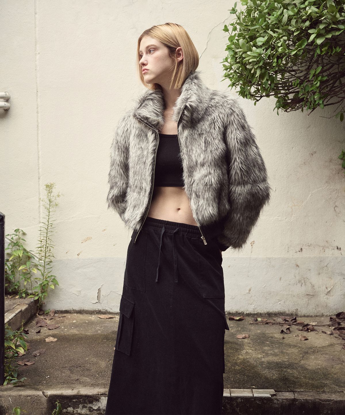 에트몽(ETMON) Flare Cargo Long Skirt, Black