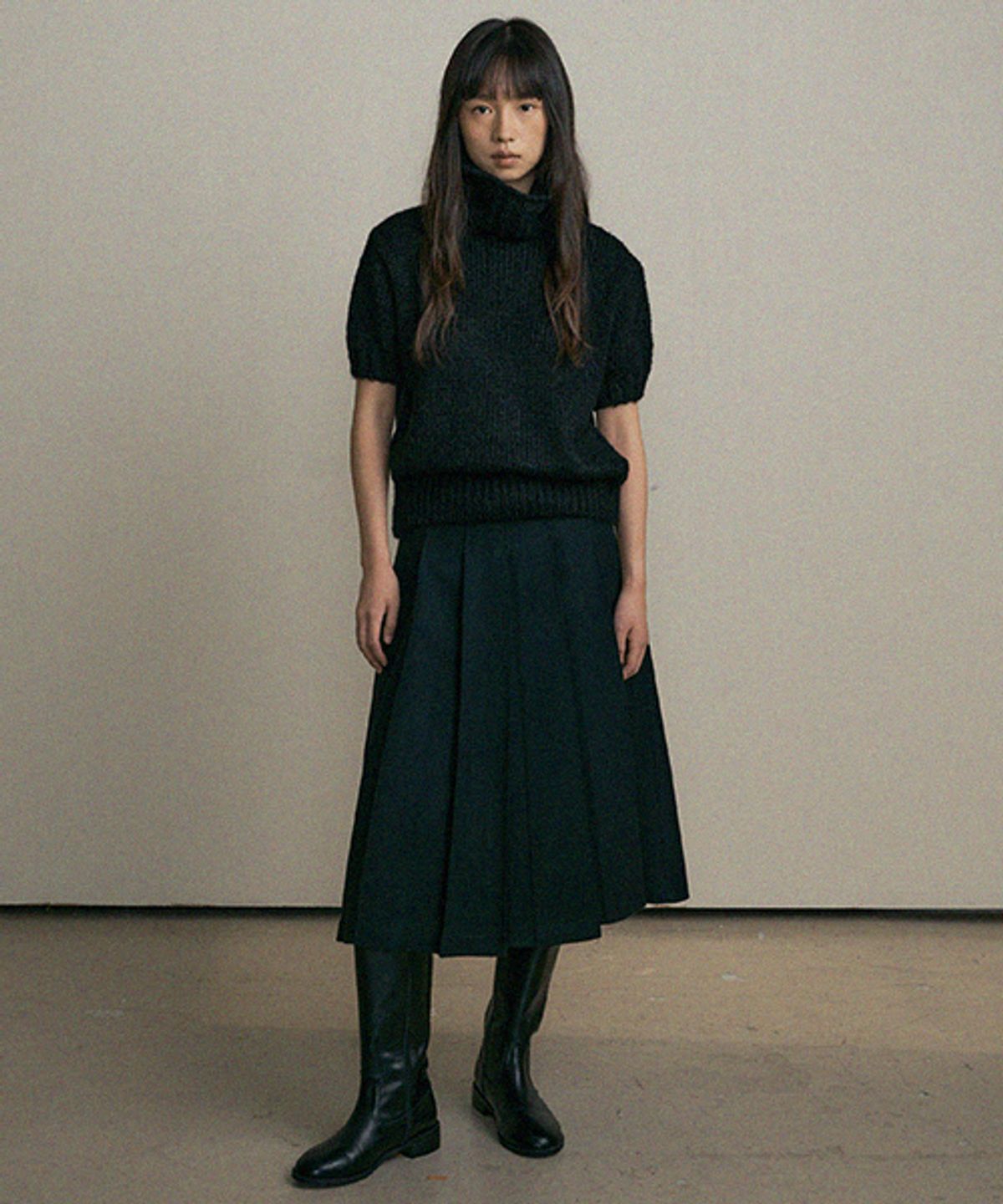 링서울(LINGSEOUL) wool pintuck skirt-black
