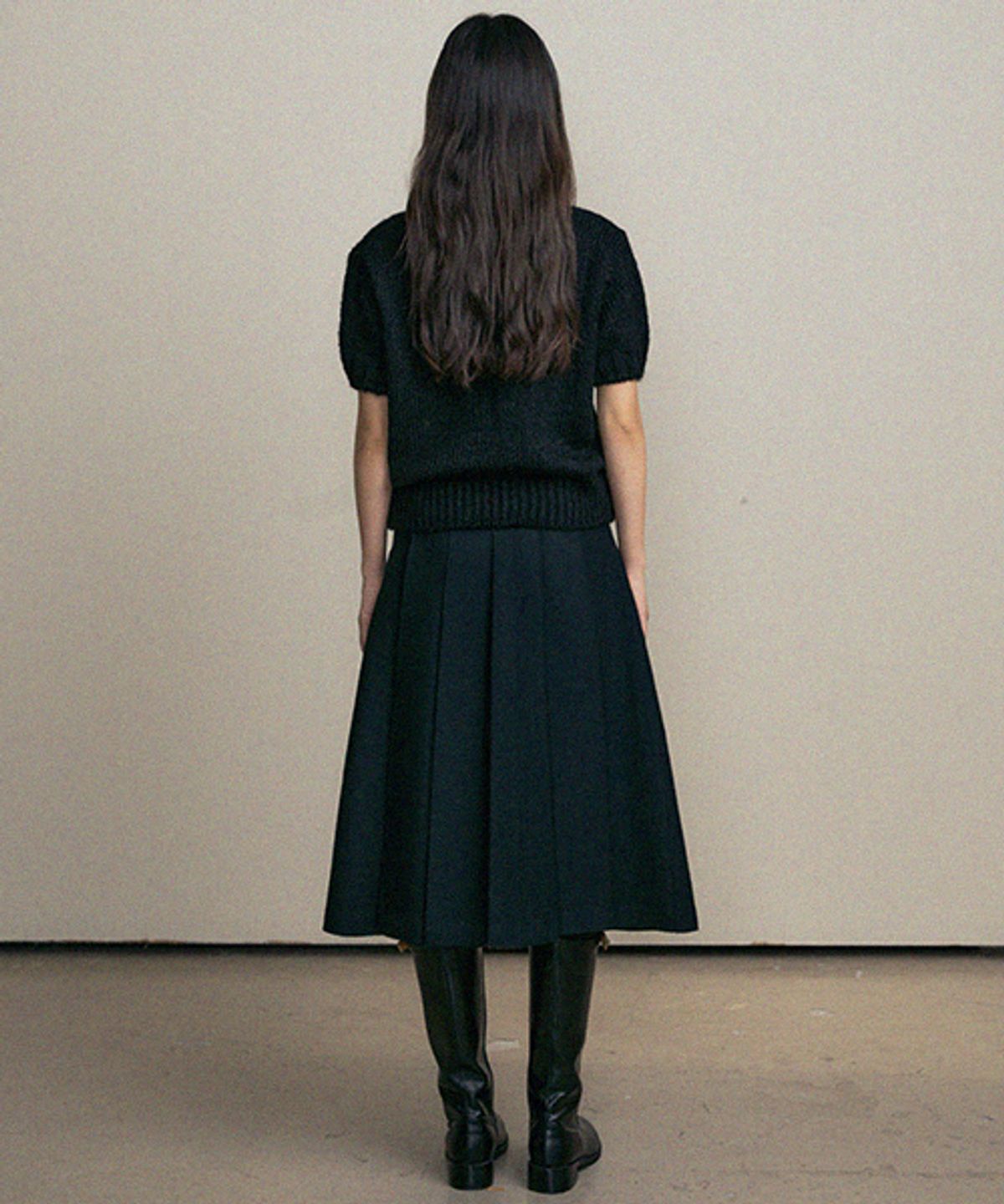 링서울(LINGSEOUL) wool pintuck skirt-black