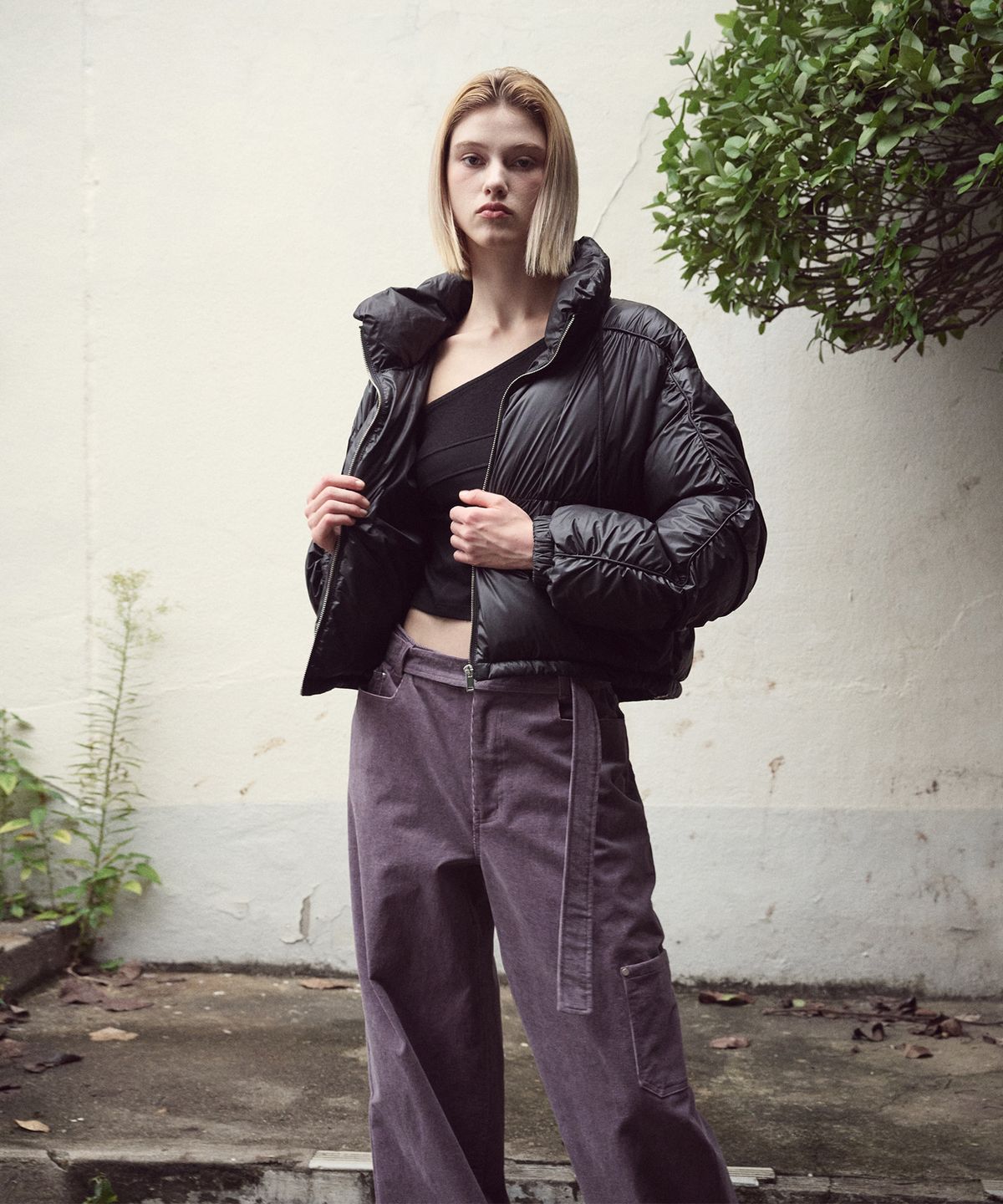 에트몽(ETMON) Waist Belt Corduroy Pants, Purple