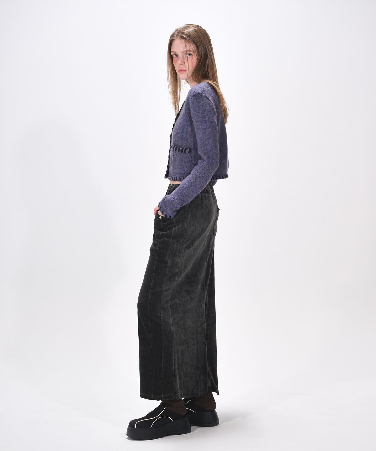 에트몽(ETMON) Stitch Point Knit Cardigan, Blue