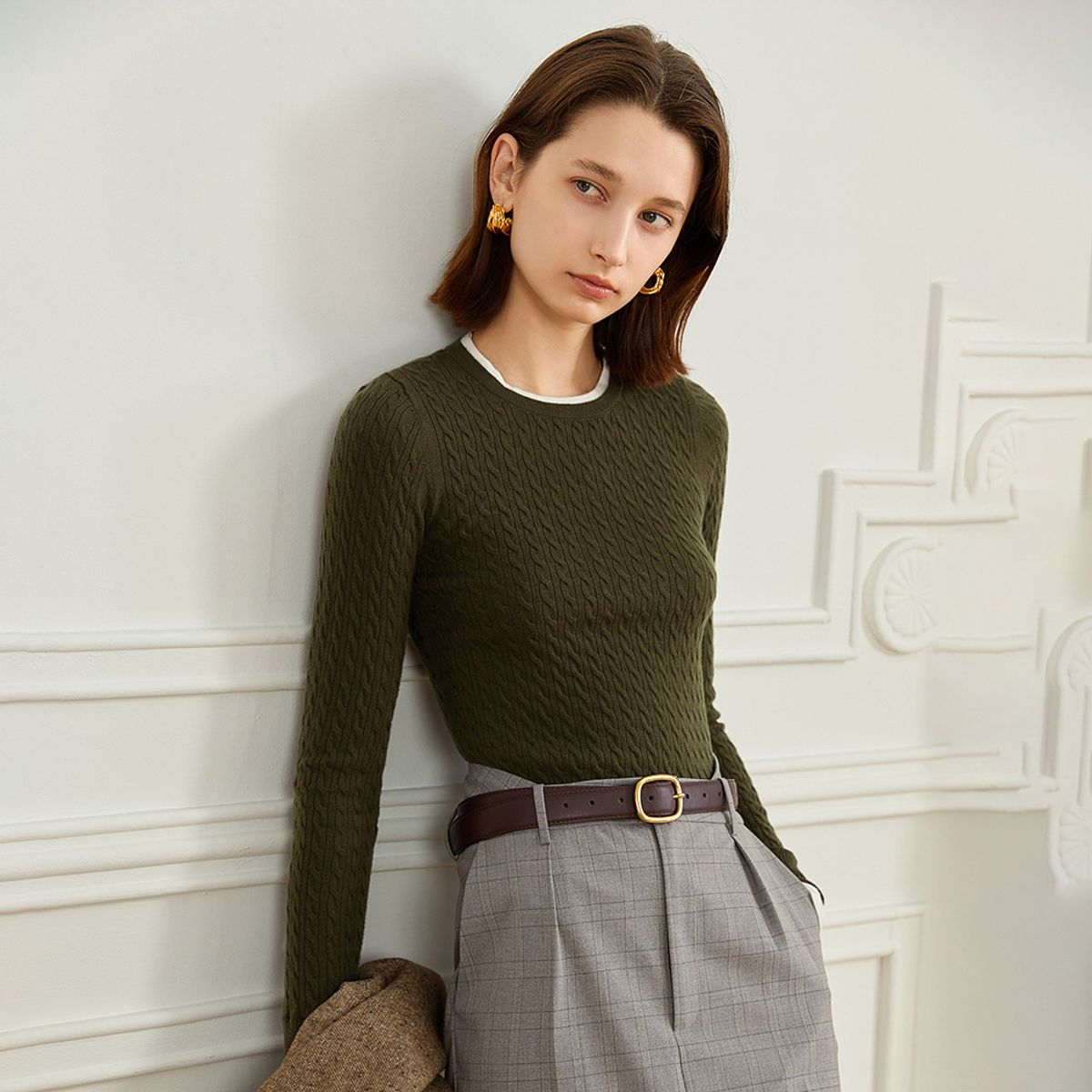 와이와이아이엠(YYIAM) YY_Cable pullover knitted top_GREEN