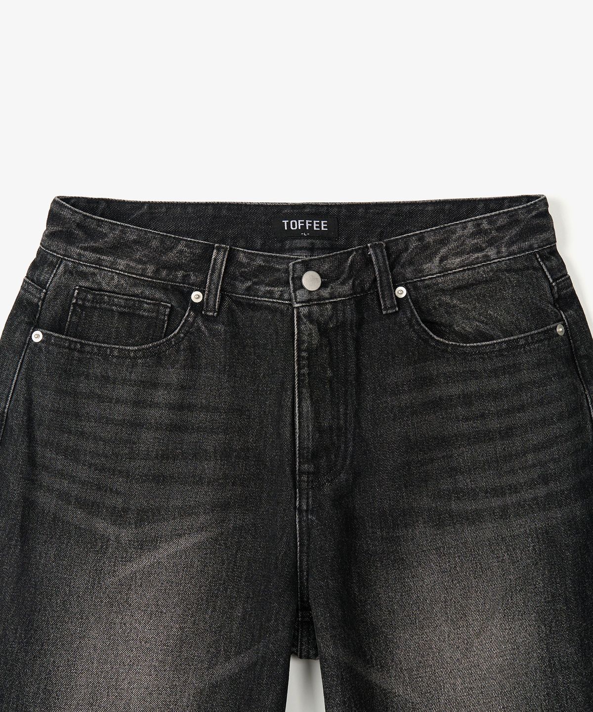 토피(TOFFEE) 모어 와이드 데님 팬츠 (WASHED RAW BLACK)