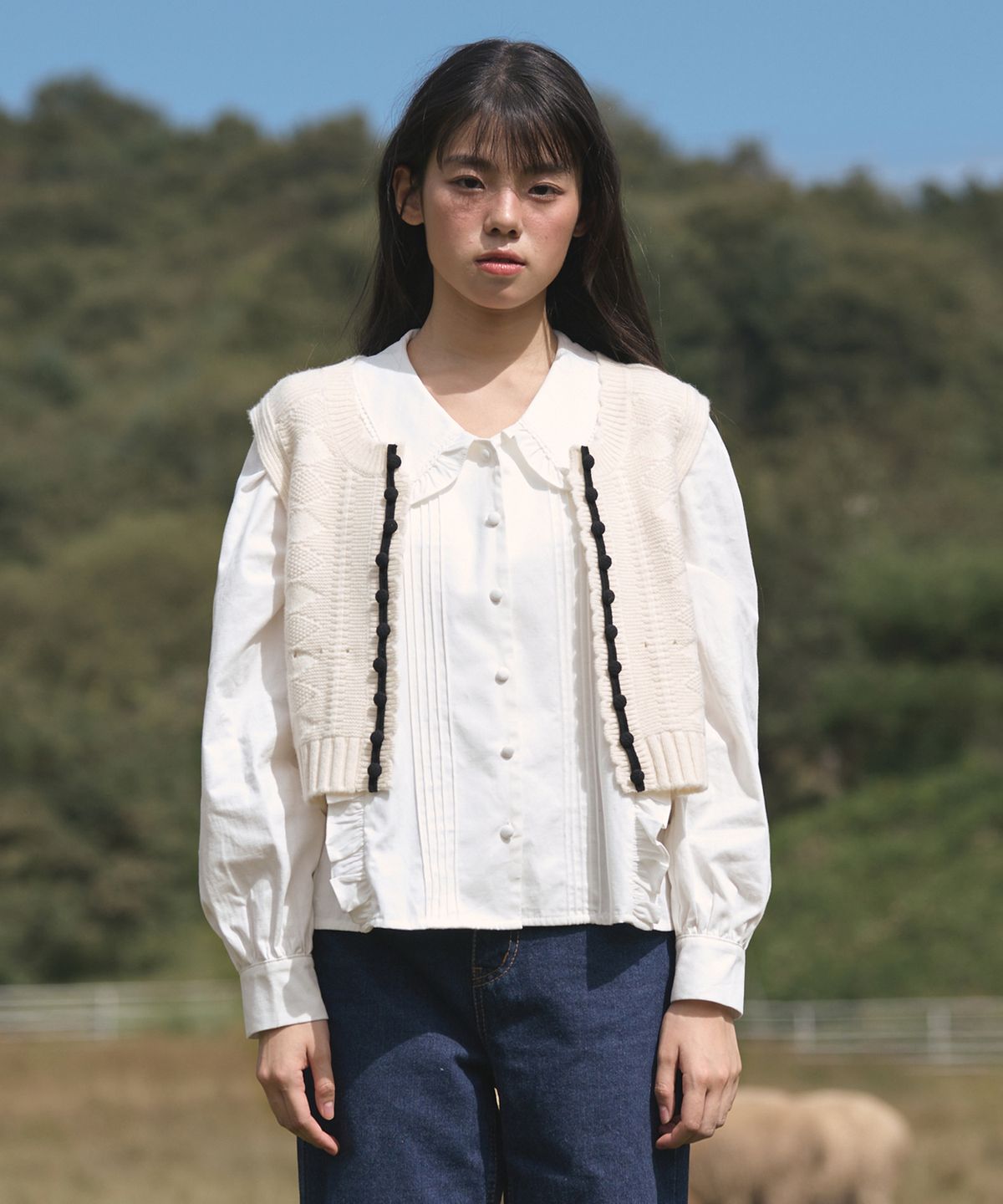 바이탈싸인(VITALSIGN) Petite Ribbon Knit Vest (2colors)