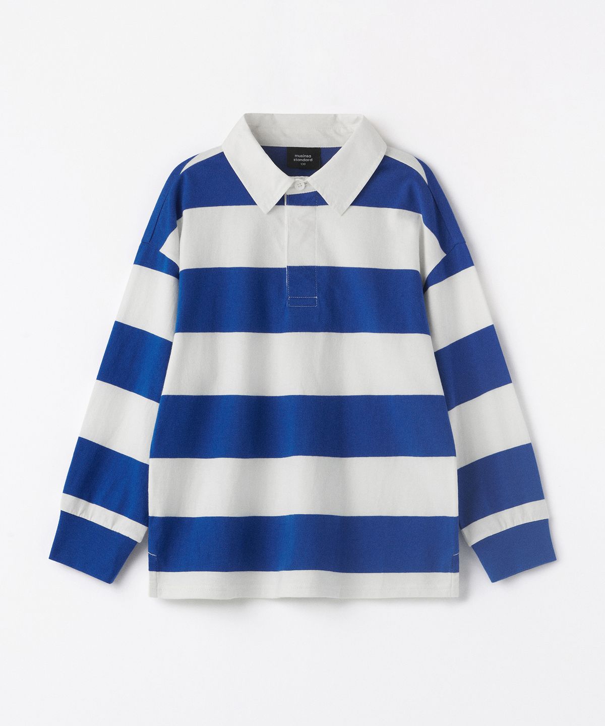 무신사 스탠다드 키즈(MUSINSA STANDARD KIDS) 스트라이프 럭비 셔츠 [블루/화이트]