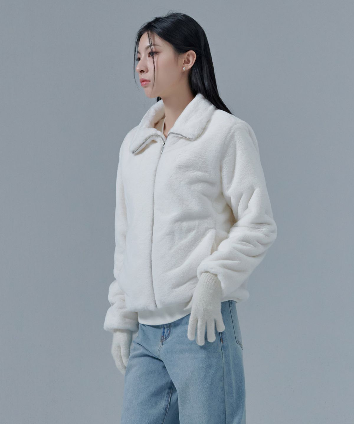 체이스컬트(CHASECULT) 여성 하이넥 밍크 카라 집업-CFRG4376D0A