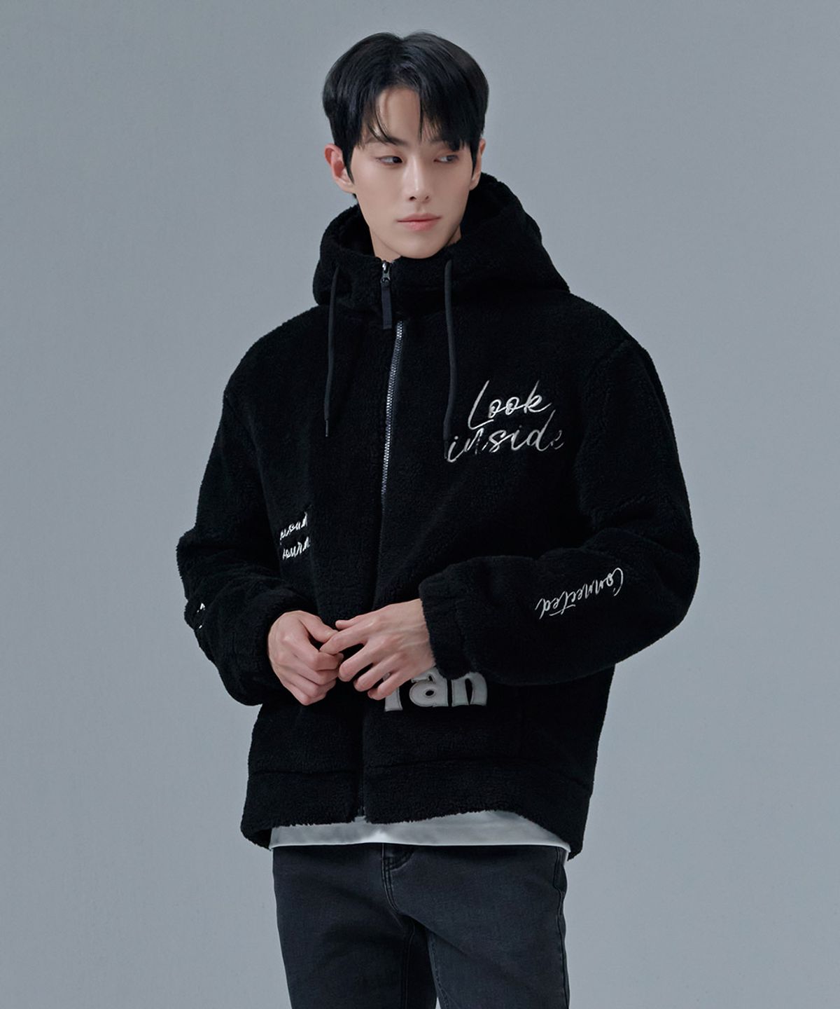 체이스컬트(CHASECULT) 공용 그래픽 양털 후드 집업 점퍼-CFRU4325D03