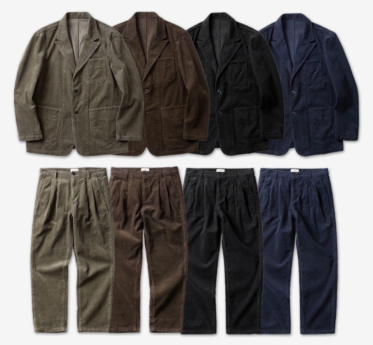 솔티(SORTIE) Tura Corduroy Washed Set-up (Black)