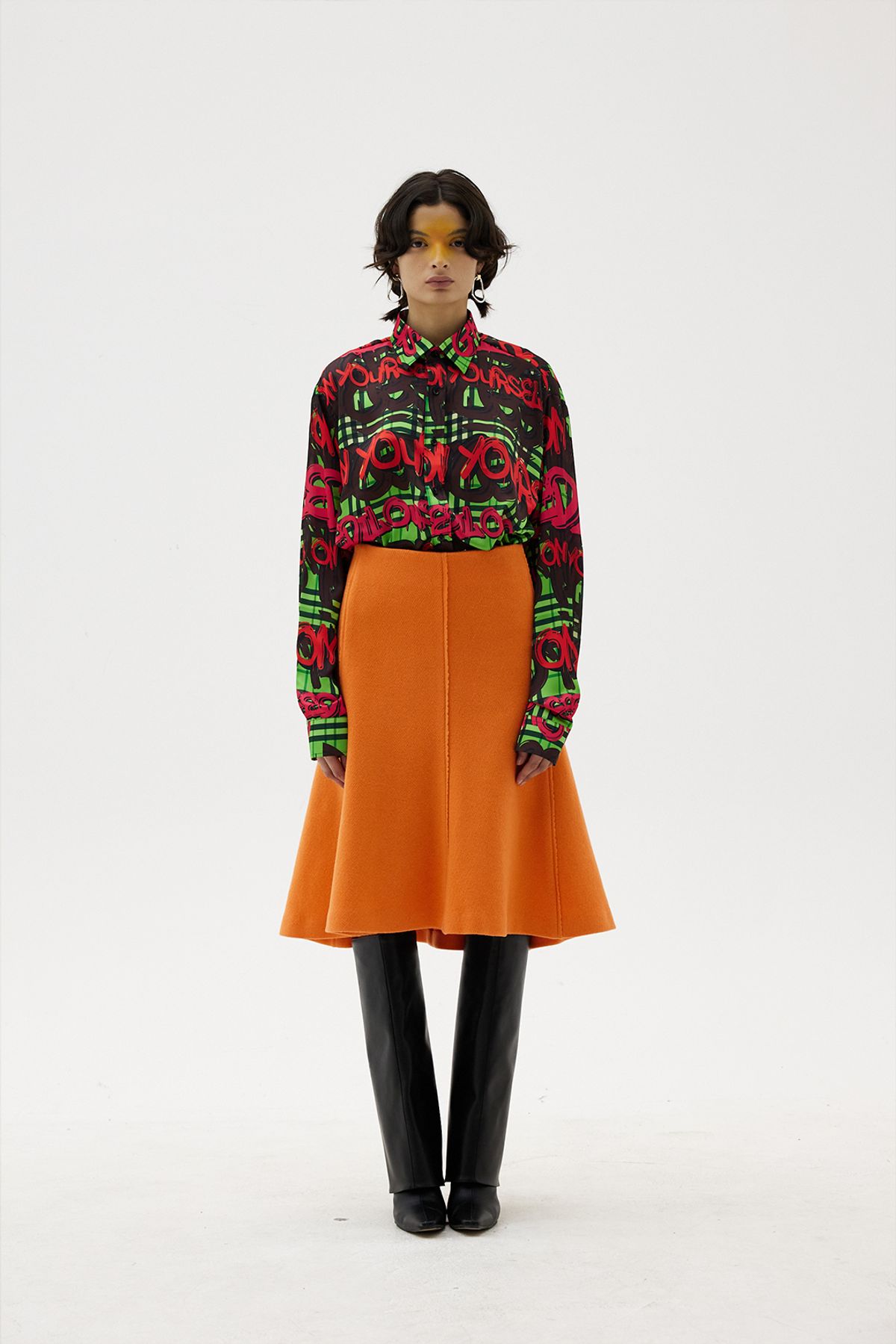 그리디어스(GREEDILOUS) Semi Flare Wool Midi Skirt
