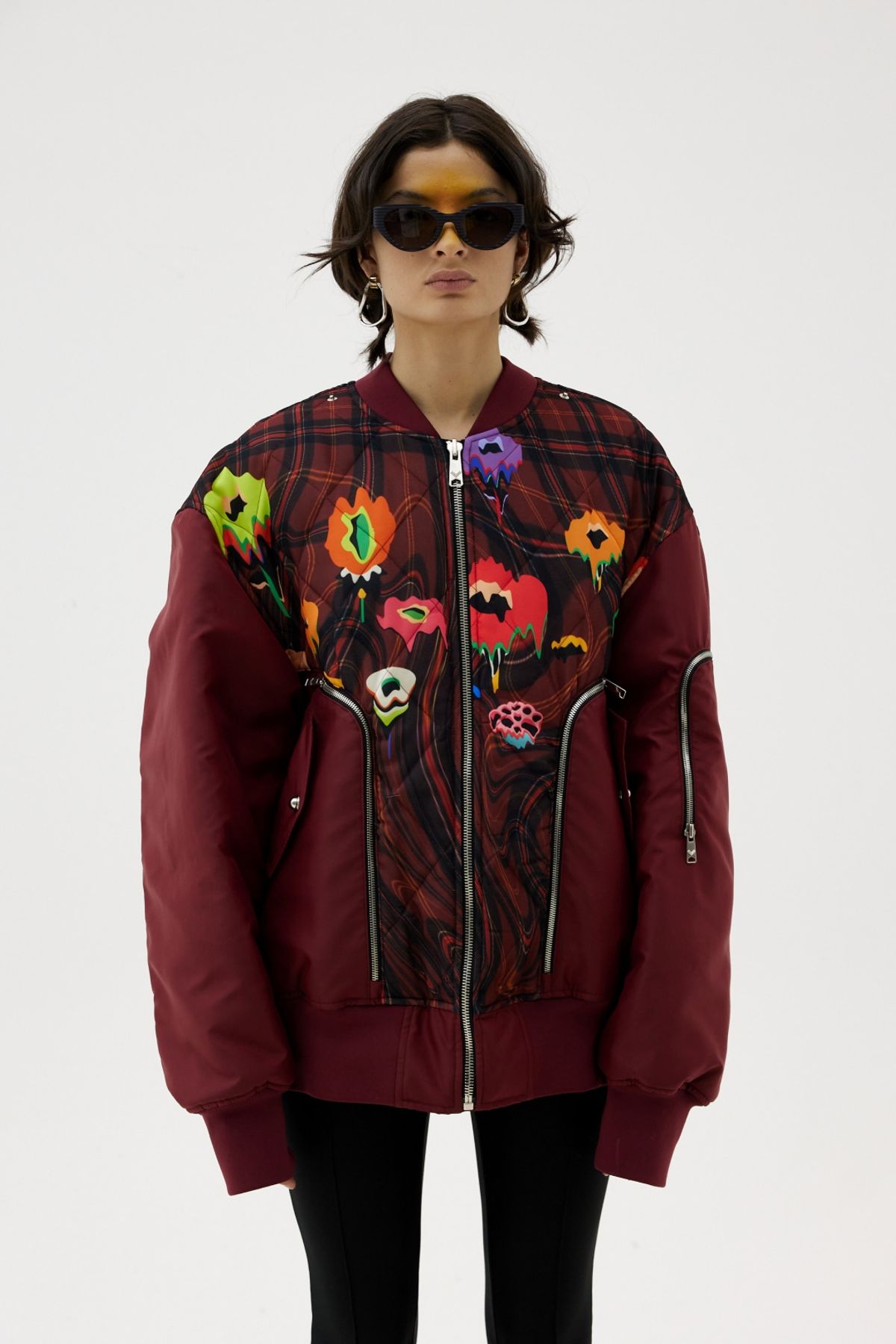 그리디어스(GREEDILOUS) Red Melting-Check-And-Flower Double Bomber