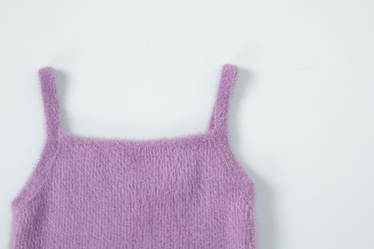샐러드바구니(SALAD BAGUNI) Pointed Hairy Strap Top_purple