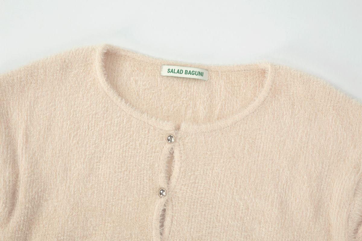 샐러드바구니(SALAD BAGUNI) Mini Hairy Bolero cardigan_cream