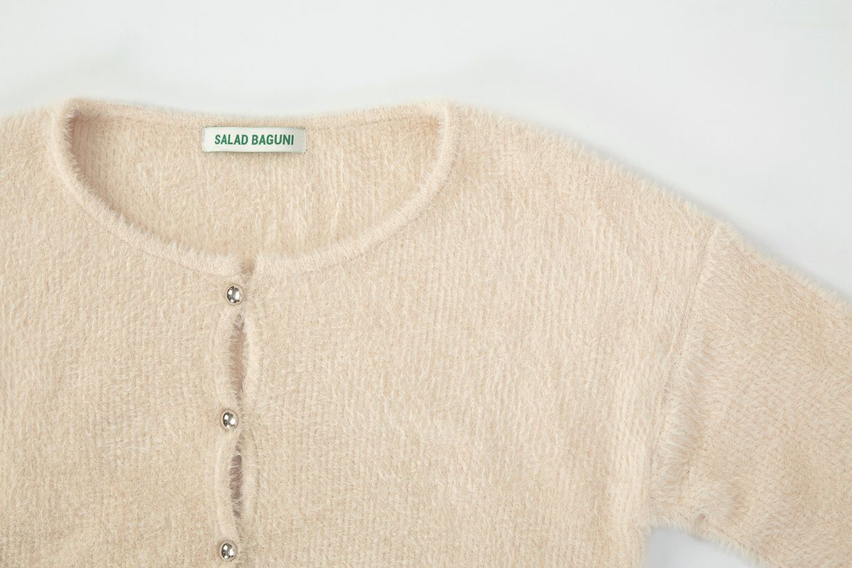 샐러드바구니(SALAD BAGUNI) Mini Hairy Bolero cardigan_cream