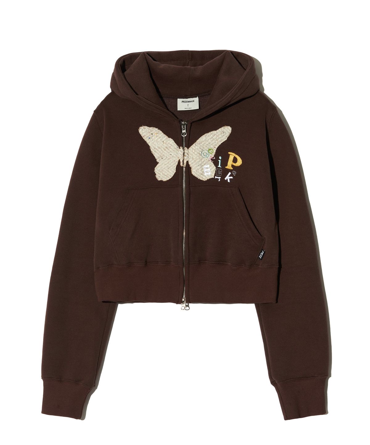 피스메이커(PIECE MAKER) BF PIECE CROP ZIP HOODIE (BROWN)