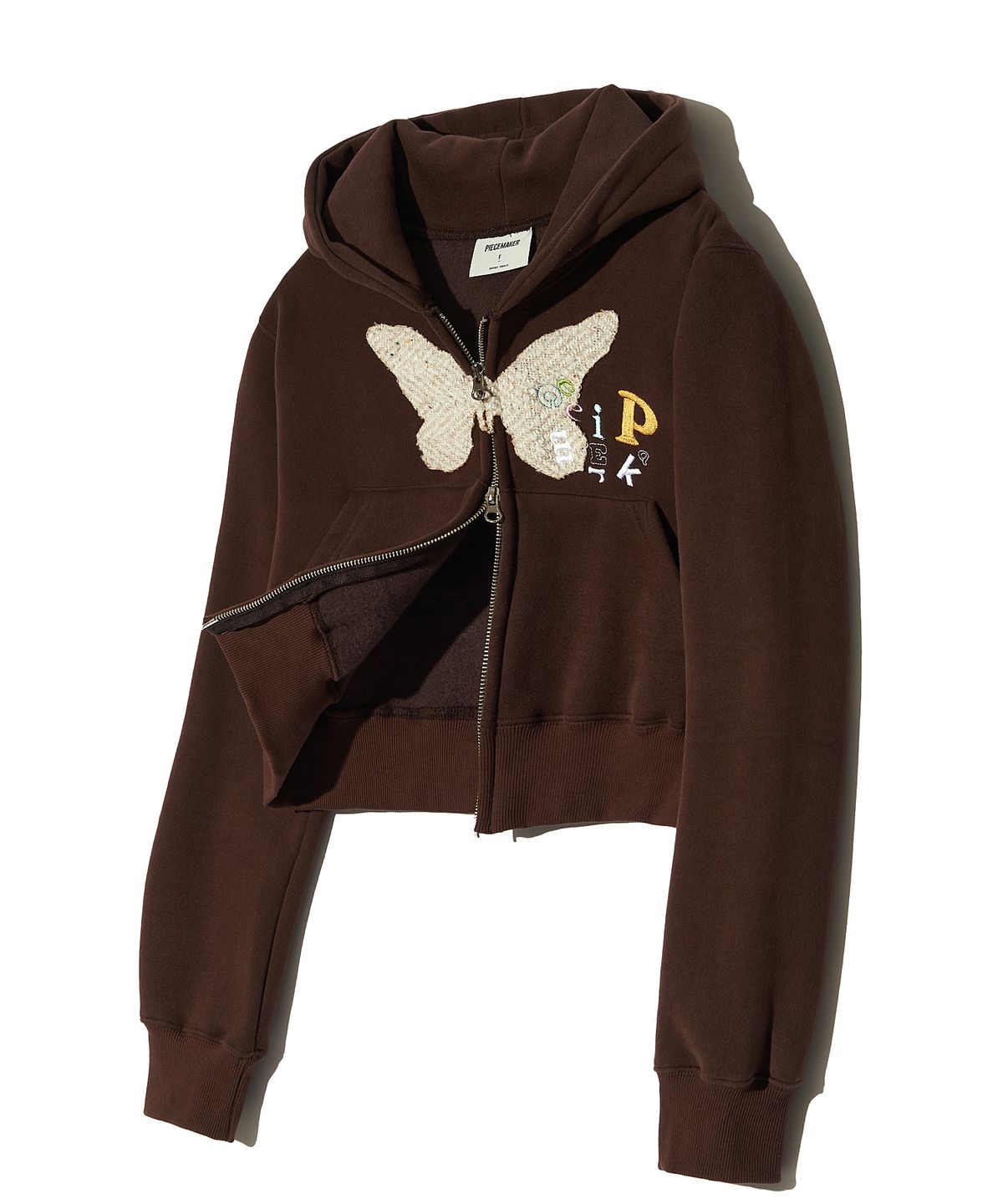 피스메이커(PIECE MAKER) BF PIECE CROP ZIP HOODIE (BROWN)