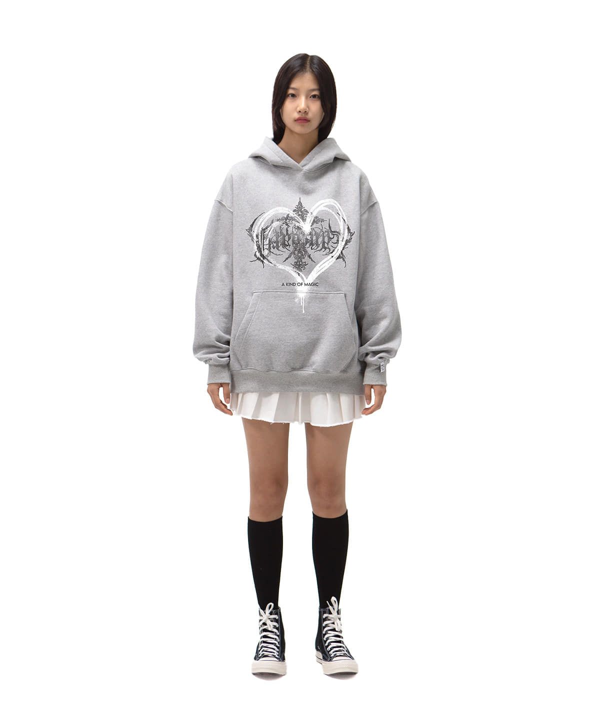 얀코 아르프(JANCO ARP) 고딕 하트 오버핏 후드티-멜란지