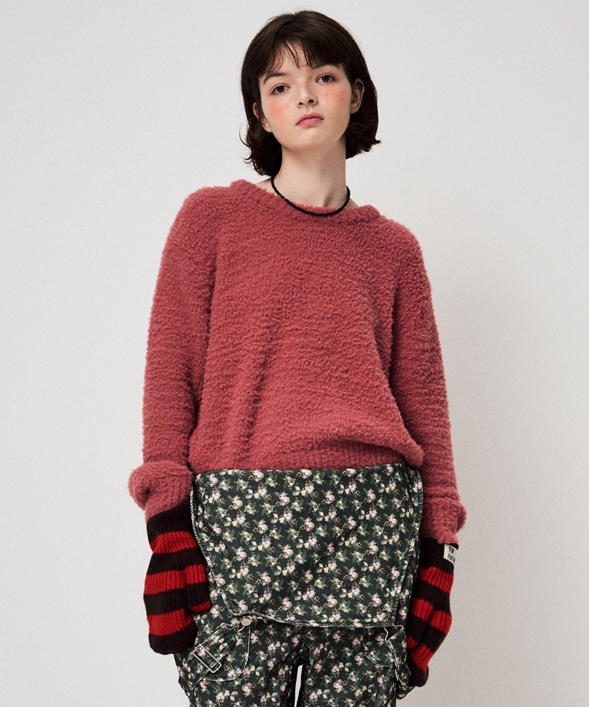 펀프롬펀(FUNFROMFUN) STRIPE MITTENS, RED+BROWN